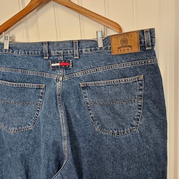 Vintage 90s Tommy Hilfiger Jeans Mens 42X30 Baggy Fit Wide Leg Denim Medium Wash - Picture 8 of 13